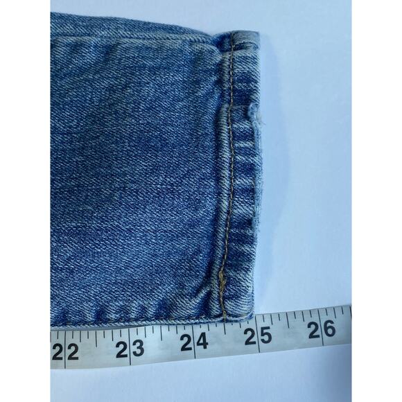 Eunina Women's Medium Wash Distressed Tapered Leg High Rise Jeans Size 0 - Picture 10 of 11